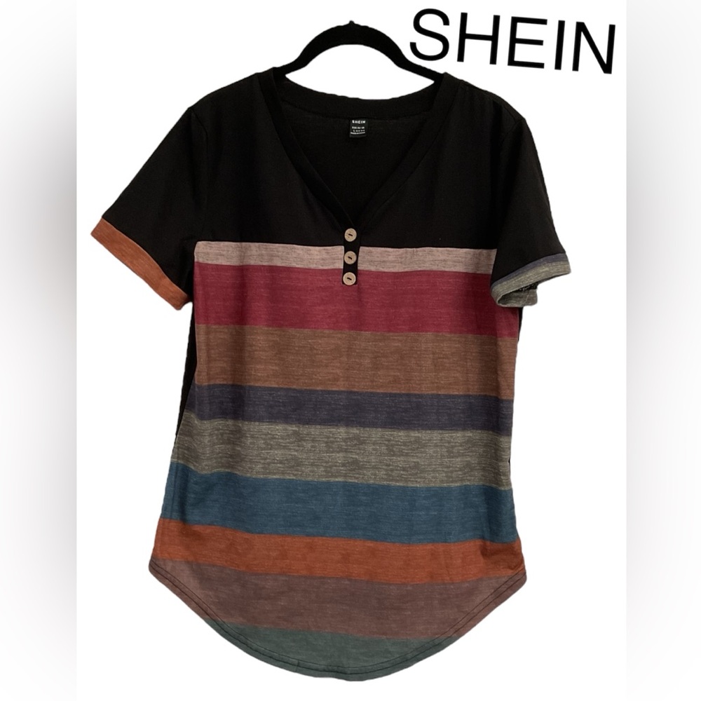 SHEIN🩵Buttoned Relaxed T-Shirt